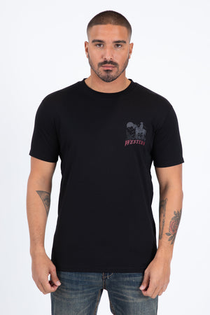 Western Cowboy Rider Graphic Tee | T-Shirt | Men's Cotton Black Western Print