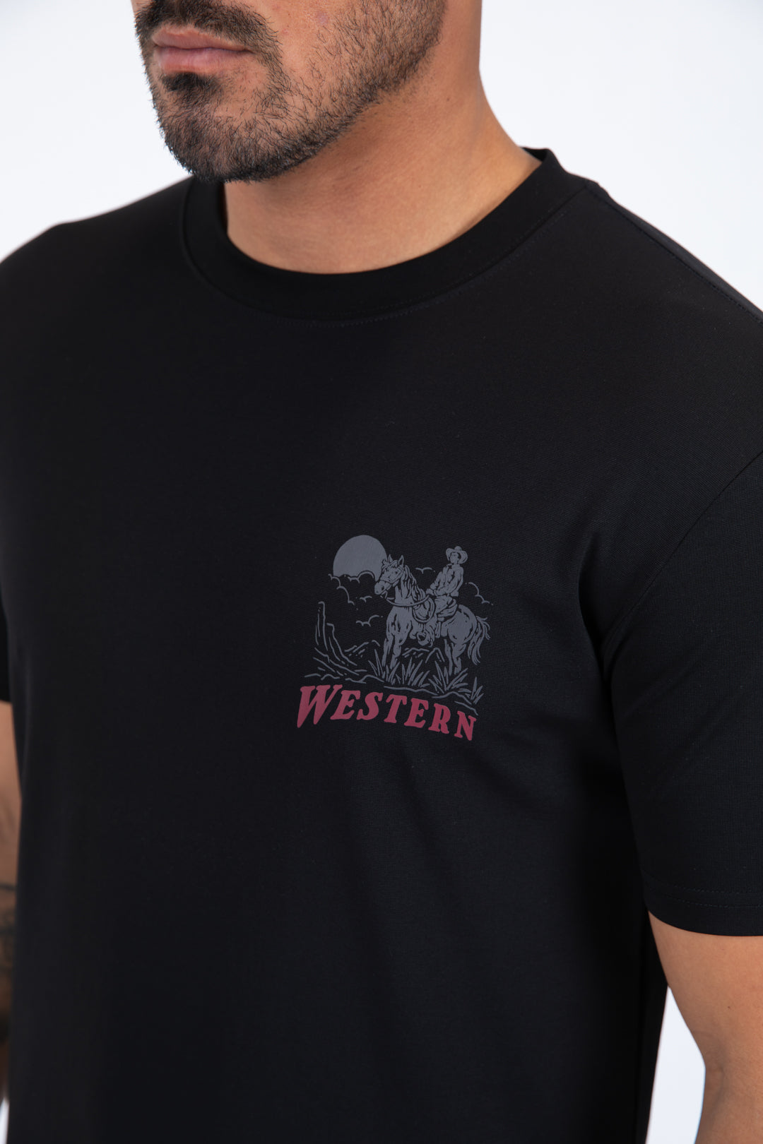Western Cowboy Rider Graphic Tee | T-Shirt | Men's Cotton Black Western Print
