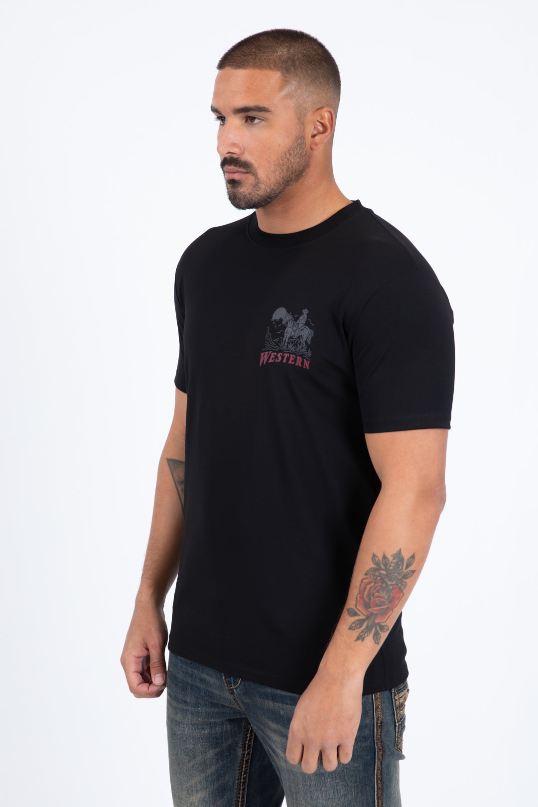 Western Cowboy Rider Graphic Tee | T-Shirt | Men's Cotton Black Western Print