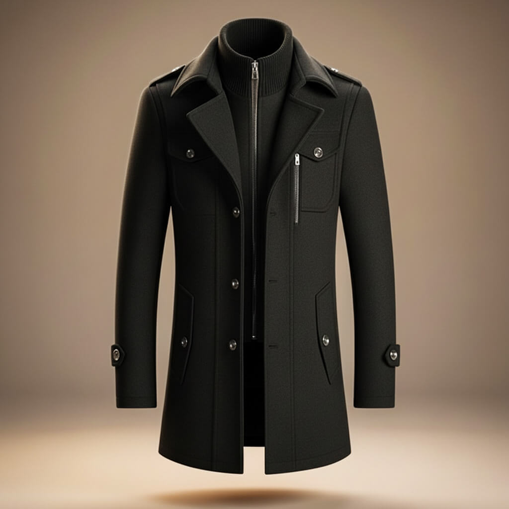 Callum Virgin Wool Coat | Men's Wool Overcoat | Classic Double-Breasted Winter Coat UK