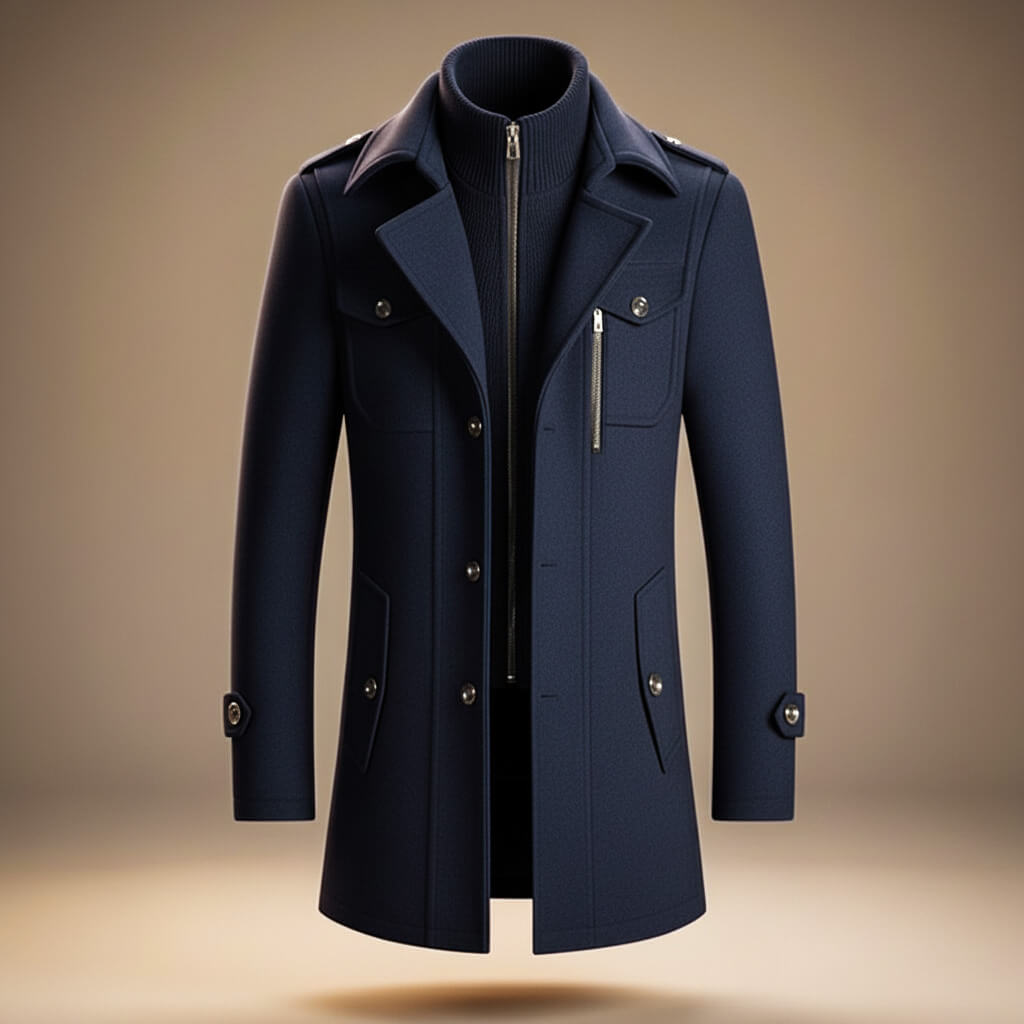 Callum Virgin Wool Coat | Men's Wool Overcoat | Classic Double-Breasted Winter Coat UK