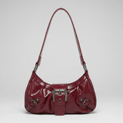 Tess Shoulder Bag | Women's Evening Handbag | Black Dark Cherry Silver Red