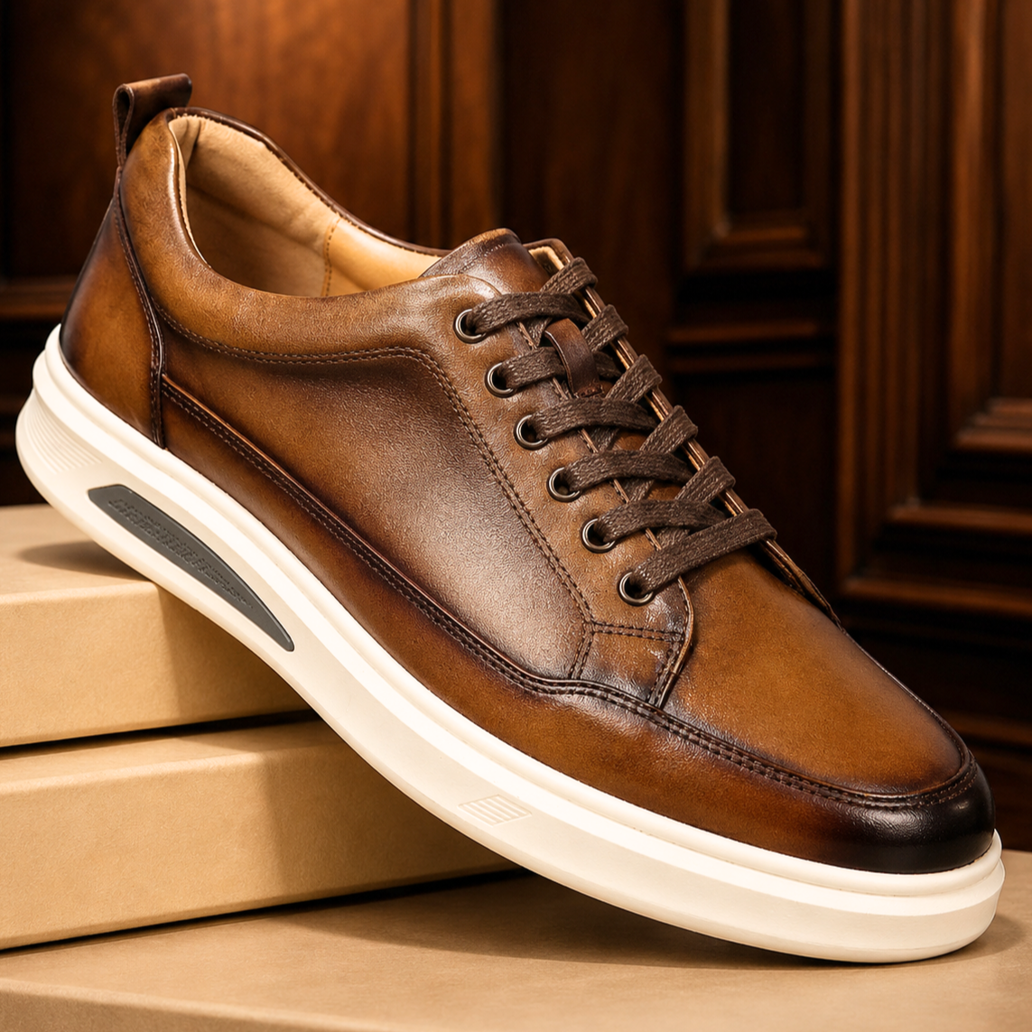 Sawyer Handcrafted Leather Trainer | Men's Genuine Leather Trainers | Smart Casual Fashion Shoes UK