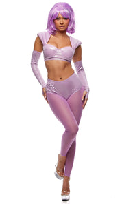 Beam Me Up 5-Piece Alien Halloween Costume Set | Purple Bodysuit & Accessories