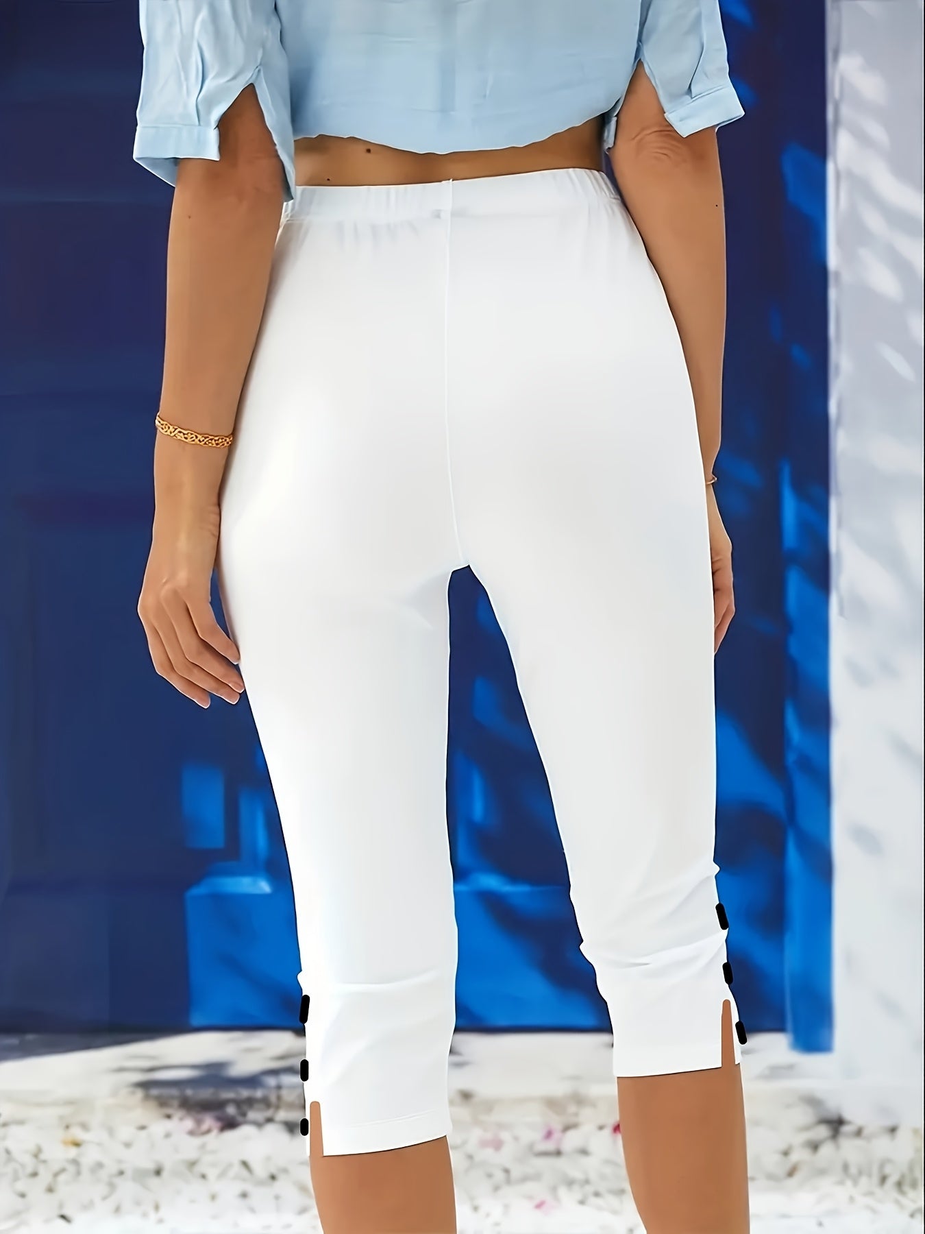 Clara Polished Stretch Capri | Women's Polished Stretch Capri Trousers | Smart Cropped Bottoms UK