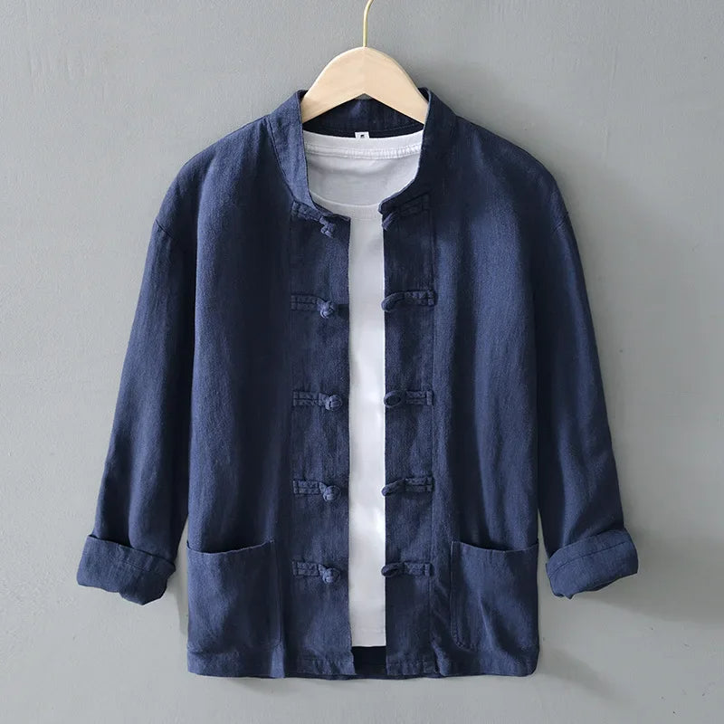 Ellis Mandarin Collar Shirt | Men's Oxford Button-Down Shirt | Smart Casual Formal Top UK
