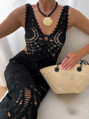 Beach Hollow V-neck Slim Sexy Midi Dress | Women's Classic Midi Dress | Elegant Everyday Dress UK