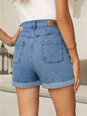 Lila Vintage Denim Stretch Shorts | Women's Vintage Denim Stretch Shorts | Casual Summer Jean Shorts UK