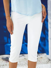 Clara Polished Stretch Capri | Women's Polished Stretch Capri Trousers | Smart Cropped Bottoms UK