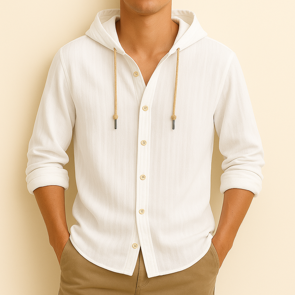 Briggs Hoodie Shirt | Men's Oxford Button-Down Shirt | Smart Casual Formal Top UK