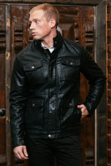 Faux Leather Biker Jacket | Men's Jacket | Men Faux Leather Biker Black Brown