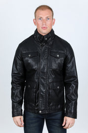 Faux Leather Biker Jacket | Men's Jacket | Men Faux Leather Biker Black Brown
