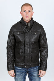 Faux Leather Biker Jacket | Men's Jacket | Men Faux Leather Biker Black Brown