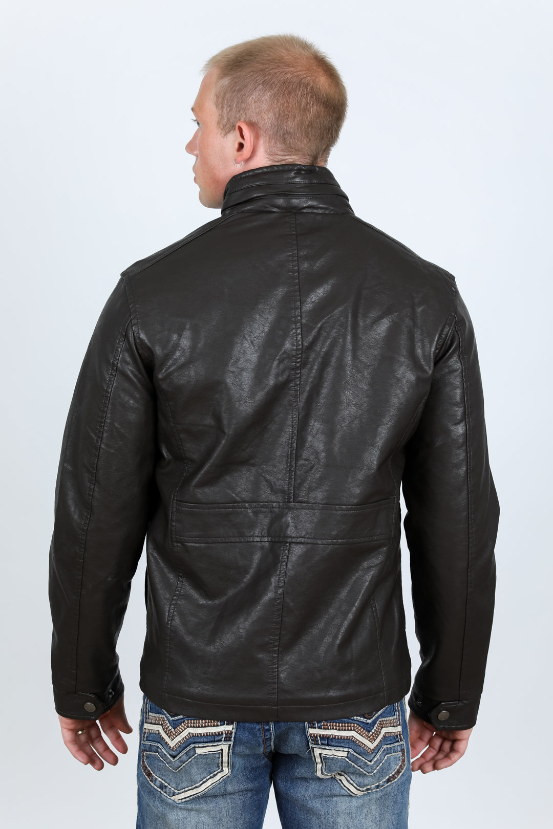Faux Leather Biker Jacket | Men's Jacket | Men Faux Leather Biker Black Brown
