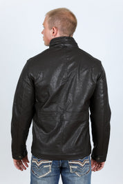 Faux Leather Biker Jacket | Men's Jacket | Men Faux Leather Biker Black Brown