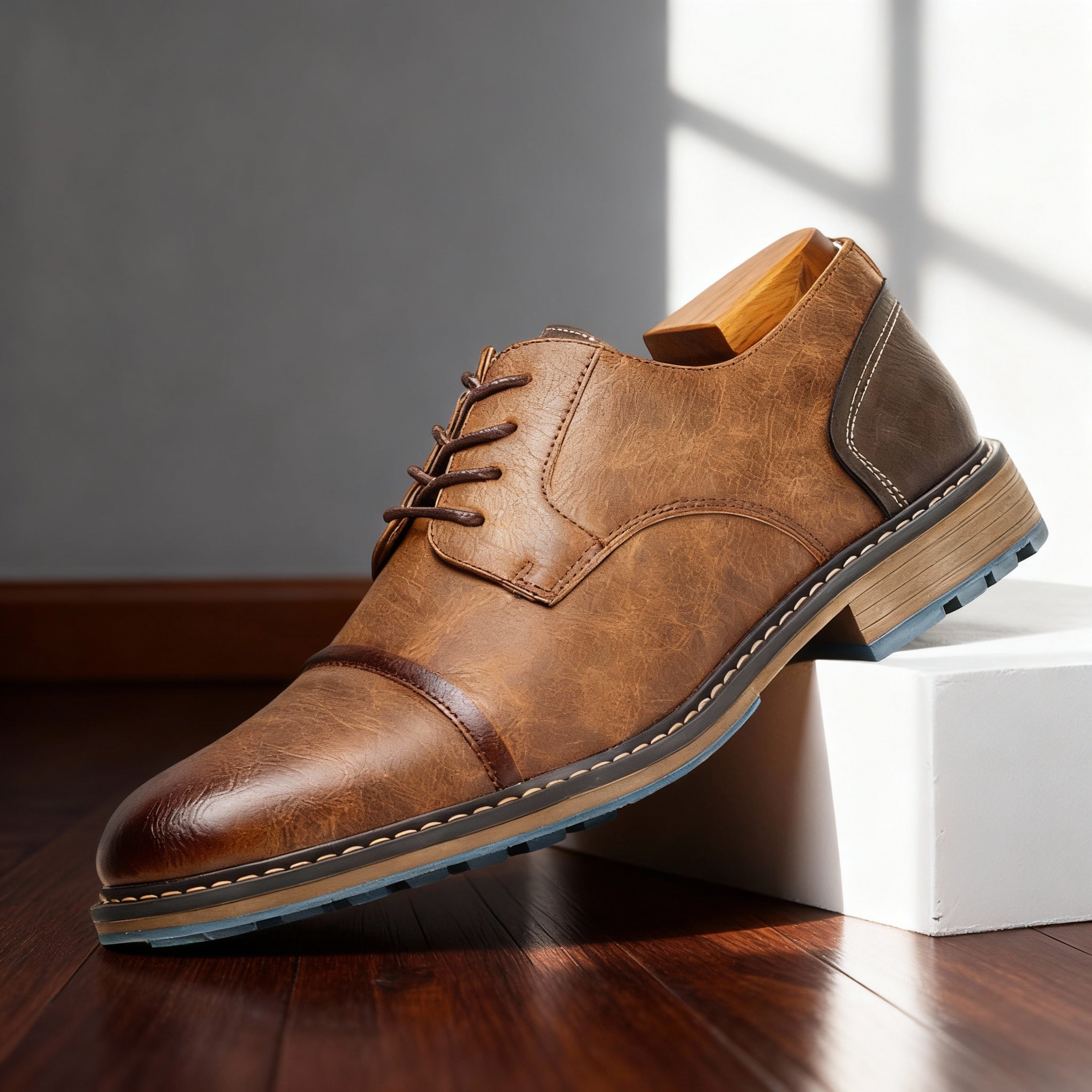 Marlowe Cap-Toe Derbies | Men's Classic Smart Shoes | Genuine Leather Smart Casual UK