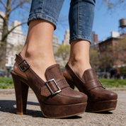 Halton Slingback Block Heels | Women's Woven Slingback Loafers | Smart Summer Flat Shoes UK