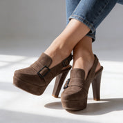Halton Slingback Block Heels | Women's Woven Slingback Loafers | Smart Summer Flat Shoes UK