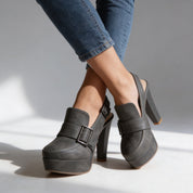 Halton Slingback Block Heels | Women's Woven Slingback Loafers | Smart Summer Flat Shoes UK