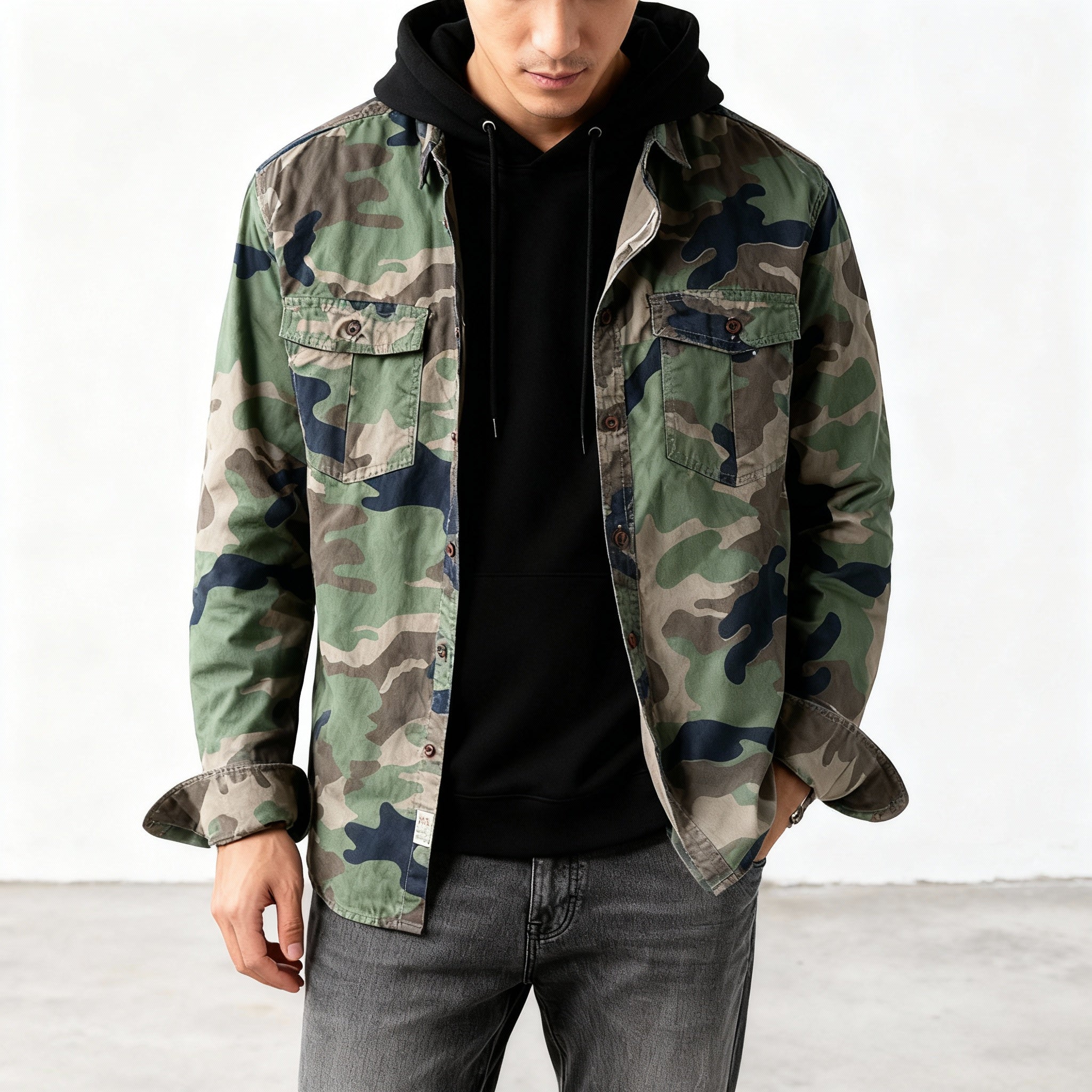 Kellan Camo Jacket | Men's Camouflage Military Jacket | Cargo Utility Outerwear UK