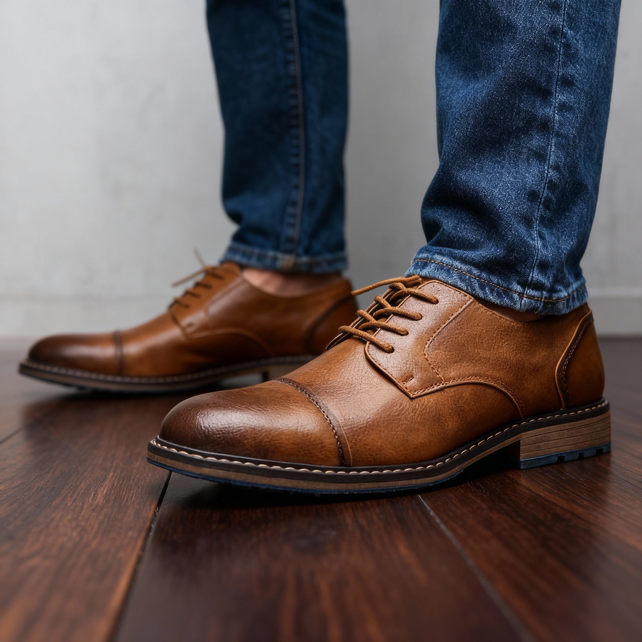 Milo Cap-Toe Derbies | Men's Classic Smart Shoes | Genuine Leather Smart Casual UK