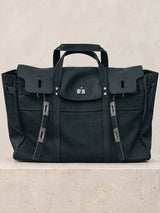 Lucienne Canvas Tote Bag – Premium Structured Handbag with Flap Detail and Gold Hardware