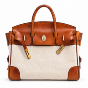 Vivienne Top Handle Tote – Structured Leather & Canvas Handbag Premium Autumn Winter