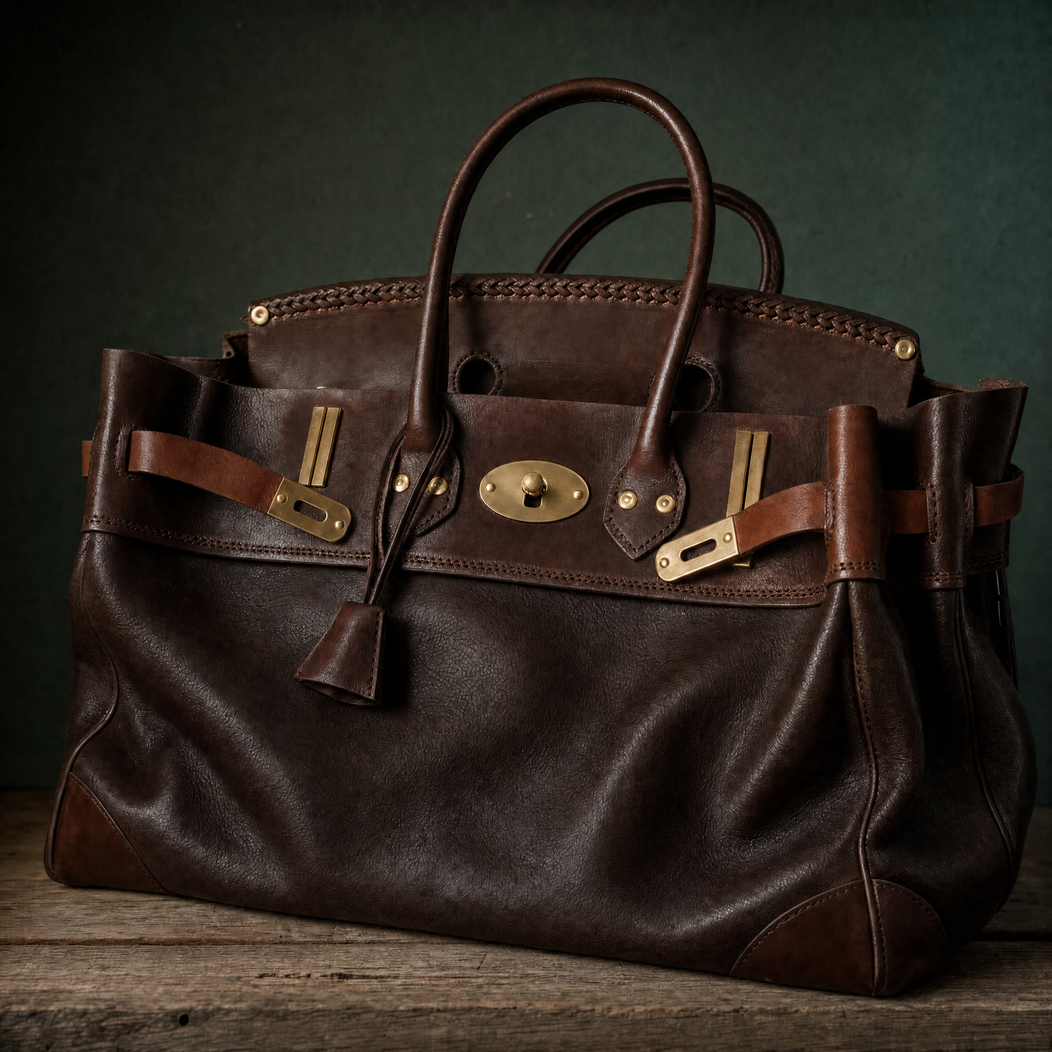 Vivienne Top Handle Tote – Structured Leather & Canvas Handbag Premium Autumn Winter