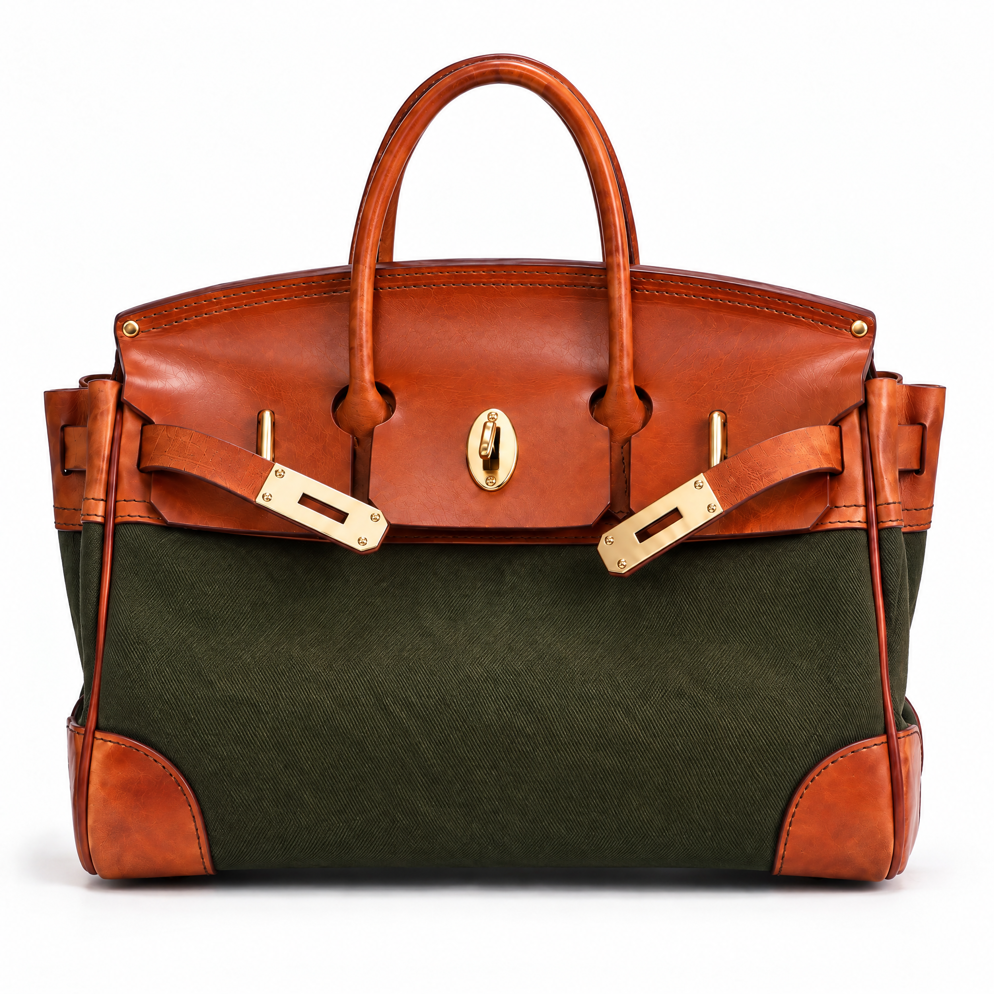 Vivienne Top Handle Tote – Structured Leather & Canvas Handbag Premium Autumn Winter