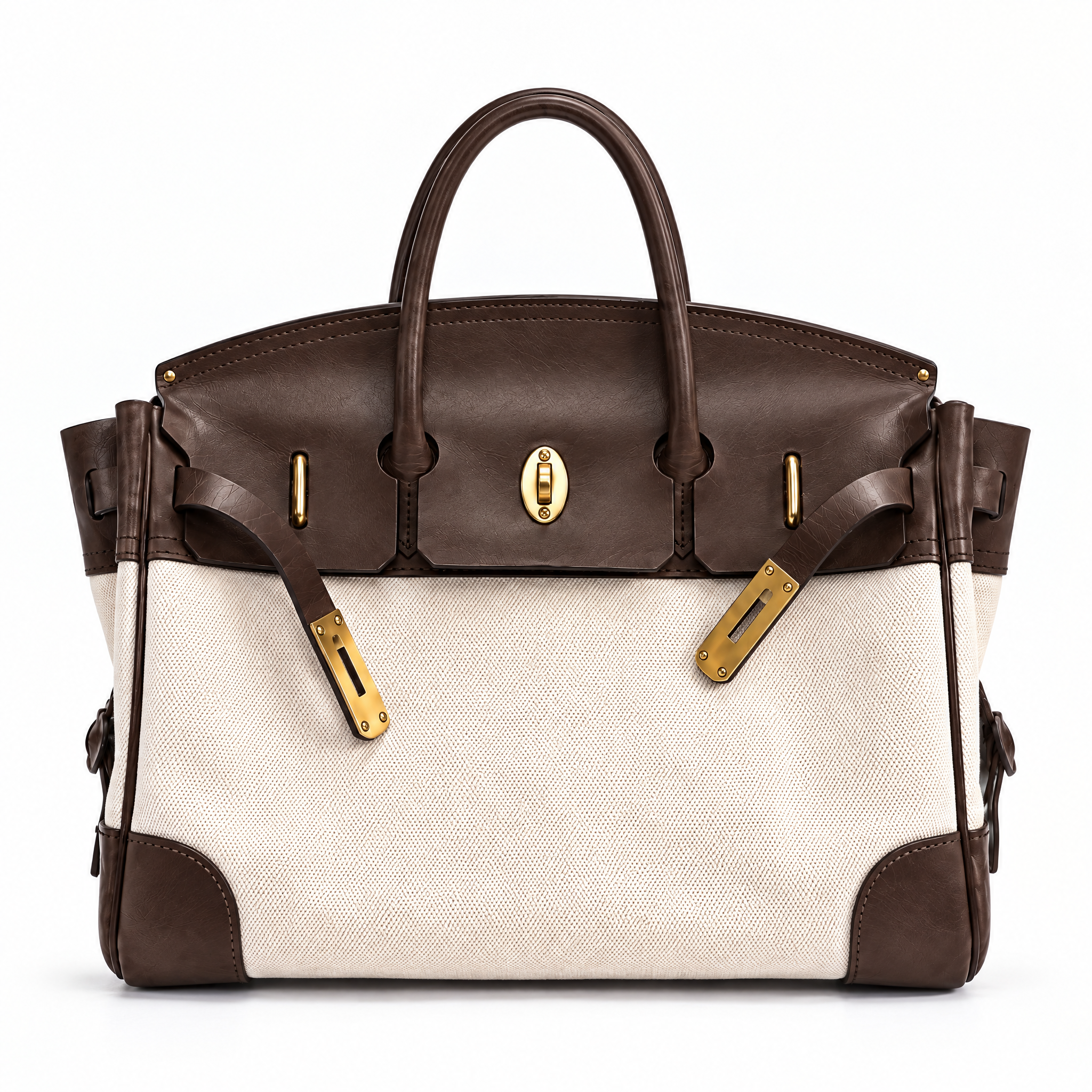 Vivienne Top Handle Tote – Structured Leather & Canvas Handbag Premium Autumn Winter