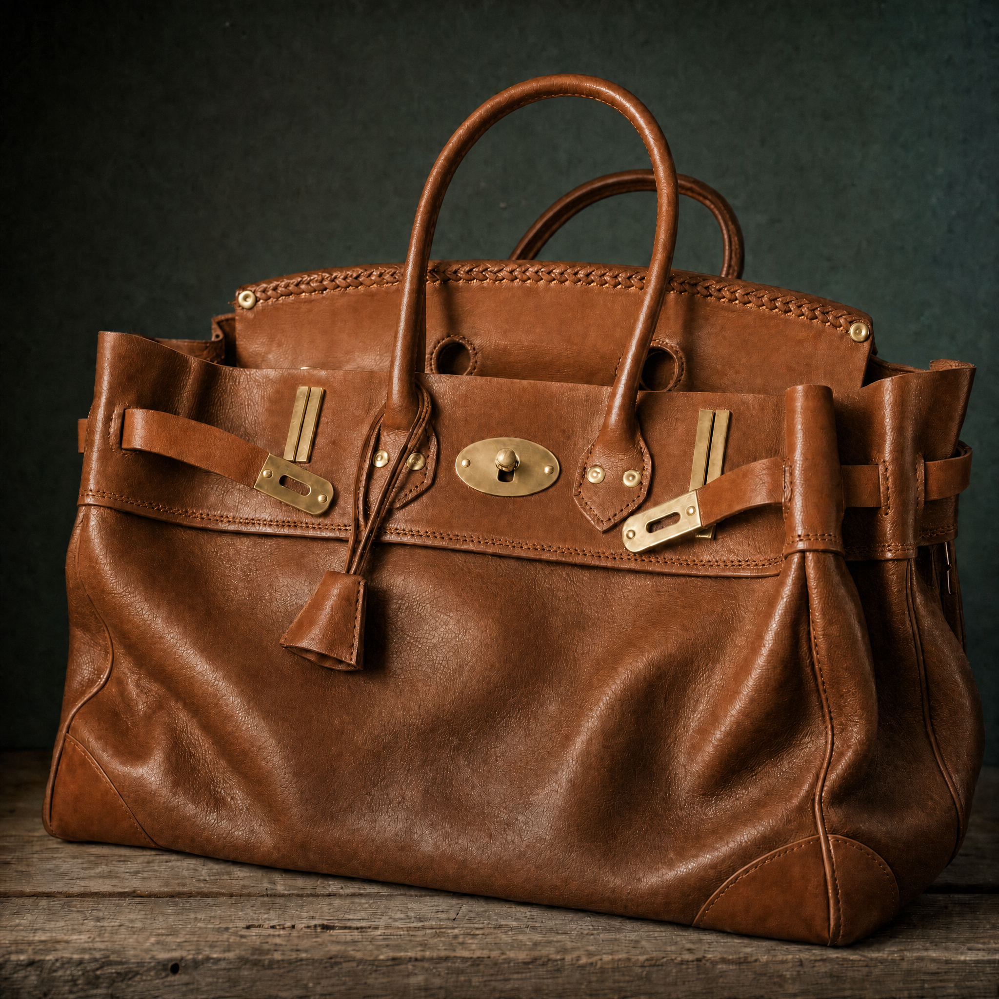 Vivienne Top Handle Tote – Structured Leather & Canvas Handbag Premium Autumn Winter