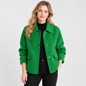 Women's Tweed Pea Coat – Peter Pan Collar Pearl Button Winter Jacket | 5 Colours | S–2XL