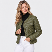 Women's Quilted Coat – Solid Colour Warm Fall Winter Style Jacket | Black Green Off-White | S–2XL