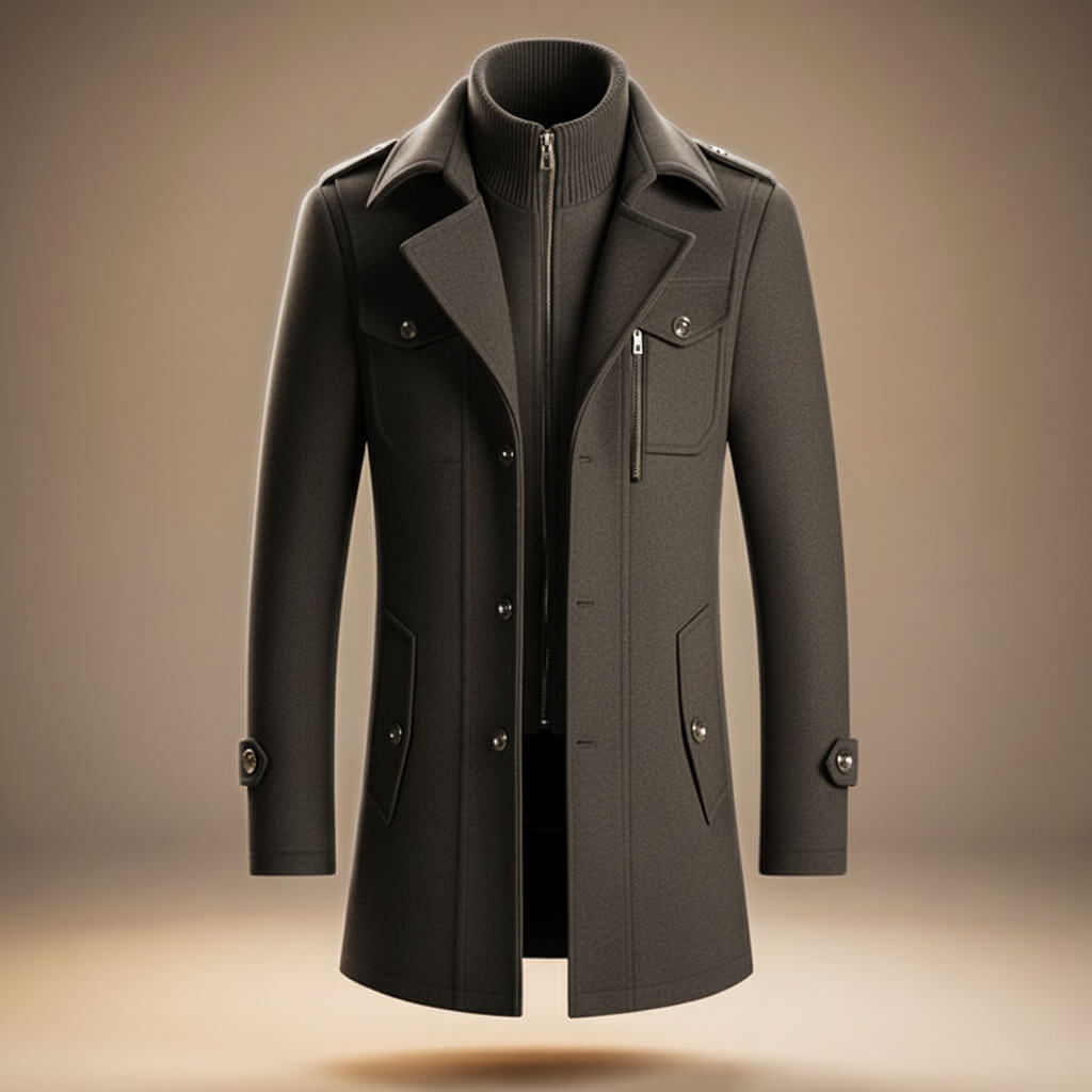 Callum Virgin Wool Coat | Men's Wool Overcoat | Classic Double-Breasted Winter Coat UK
