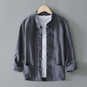 Ellis Mandarin Collar Shirt | Men's Oxford Button-Down Shirt | Smart Casual Formal Top UK