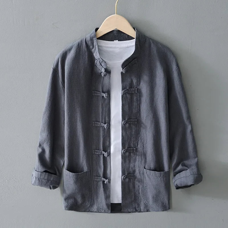 Ellis Mandarin Collar Shirt | Men's Oxford Button-Down Shirt | Smart Casual Formal Top UK
