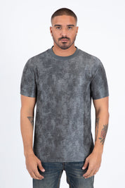 Washed Effect Graphic Tee | T-Shirt | Men's Cotton Grey Casual