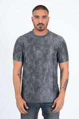 Washed Effect Graphic Tee | T-Shirt | Men's Cotton Grey Casual