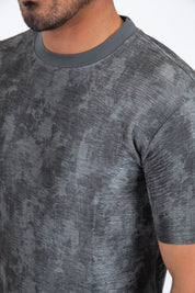 Washed Effect Graphic Tee | T-Shirt | Men's Cotton Grey Casual