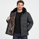 Men's Thickened Hooded Padded Coat – Warm Quilted Winter Outerwear | Insulated Zip-Up Jacket | Grey Black Blue | S–2XL