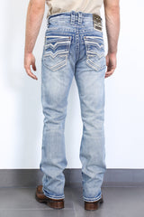Holt Flat Chevron Bootcut Jeans | Jeans | Men's Light Blue Bootcut
