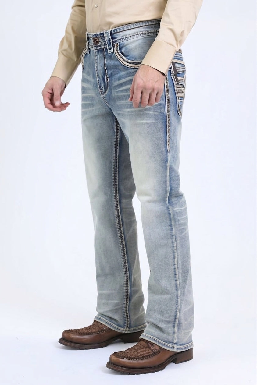 Holt Summit Chevron Bootcut Jeans | Jeans | Men's Light Blue Bootcut