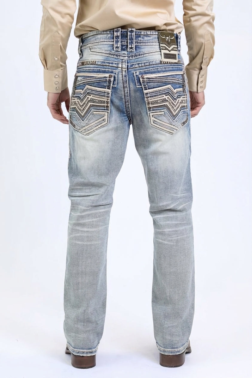Holt Summit Chevron Bootcut Jeans | Jeans | Men's Light Blue Bootcut