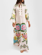 Exquisite Sunshine Floral Print Flowing Maxi Dress | Women's Floral Print Maxi Dress | Elegant Boho Holiday Dress UK