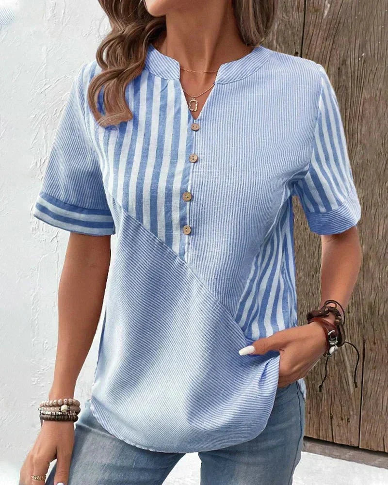 Anya Striped Blouse | Women's Striped Summer Blouse | Casual Relaxed Fit Top UK