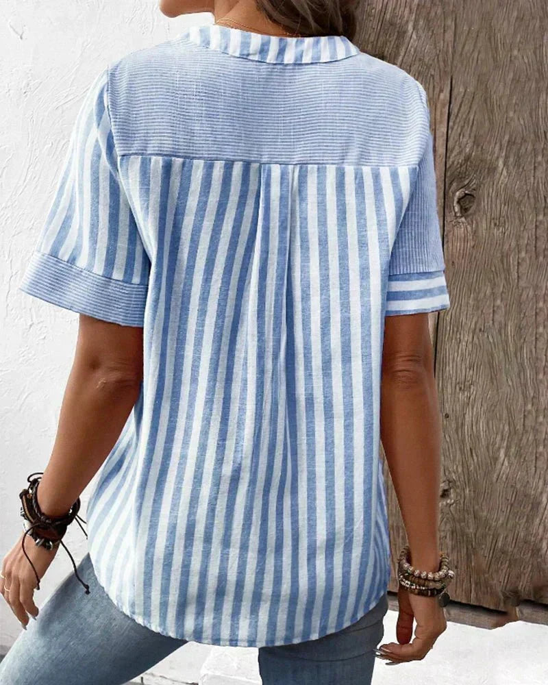 Anya Striped Blouse | Women's Striped Summer Blouse | Casual Relaxed Fit Top UK