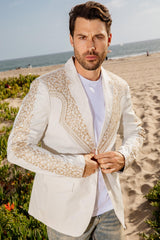 Embroidery Fashion Blazer III | Men's Blazer | Men Embroidery Blazer Beige Black Navy Burgundy