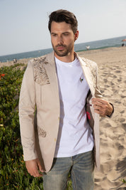 Embroidery Fashion Blazer II | Men's Blazer | Men Embroidery Blazer Beige Black Navy