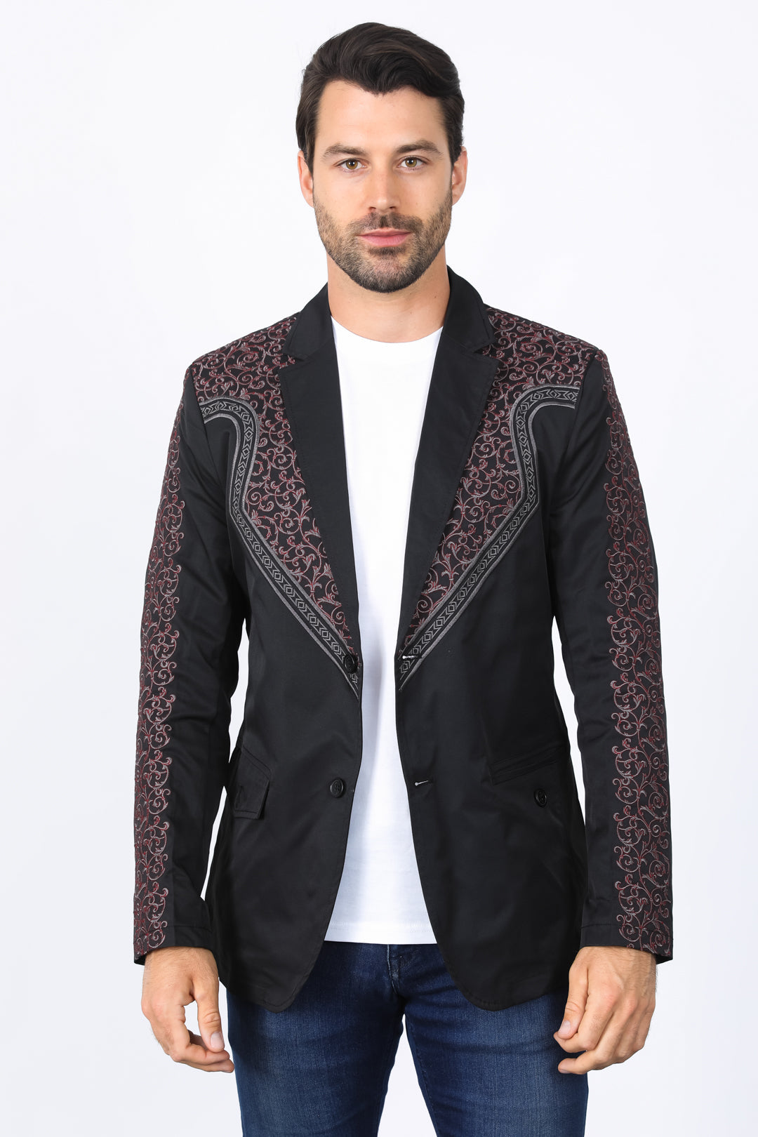 Embroidery Fashion Blazer III | Men's Blazer | Men Embroidery Blazer Beige Black Navy Burgundy