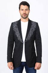 Embroidery Blazer | Blazer | Men's Black Fashion Blazer Embroidered